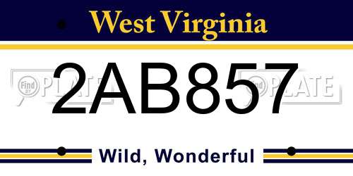 2AB857 West Virginia License Plate