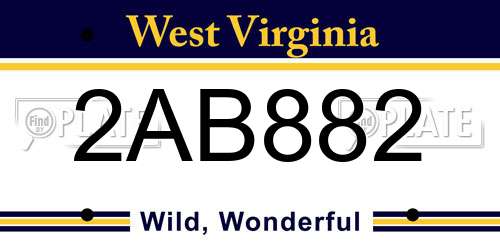 2AB882 West Virginia License Plate