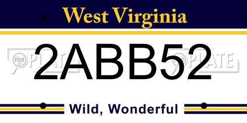2ABB52 West Virginia License Plate