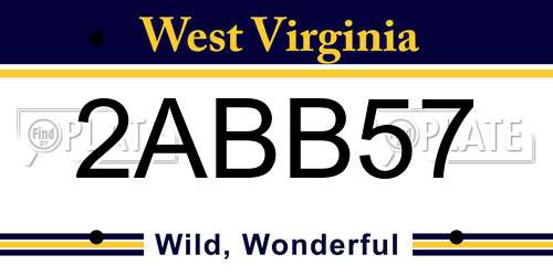 2ABB57 West Virginia License Plate