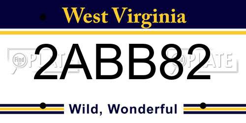 2ABB82 West Virginia License Plate
