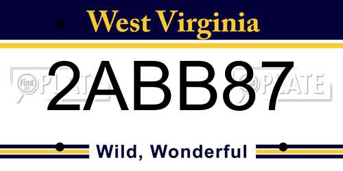 2ABB87 West Virginia License Plate