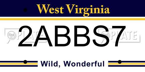 2ABBS7 West Virginia License Plate