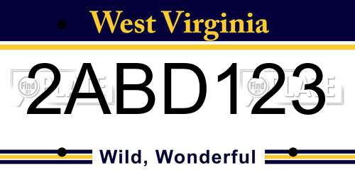2ABD123 West Virginia License Plate