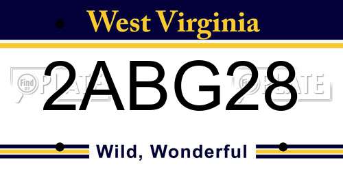 2ABG28 West Virginia License Plate