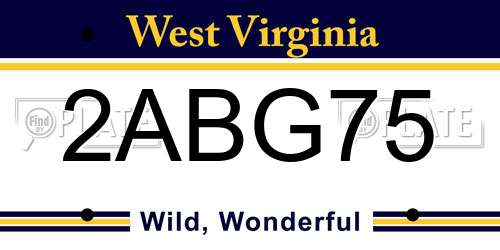 2ABG75 West Virginia License Plate
