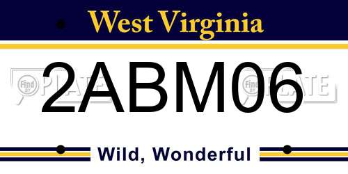 2ABM06 West Virginia License Plate