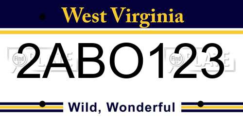 2ABO123 West Virginia License Plate
