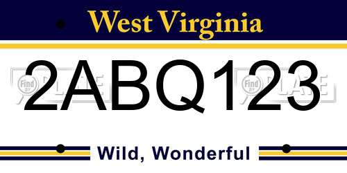 2ABQ123 West Virginia License Plate
