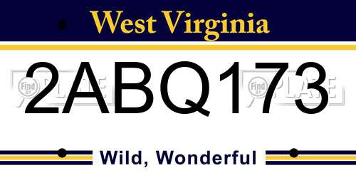 2ABQ173 West Virginia License Plate