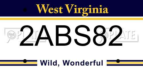 2ABS82 West Virginia License Plate
