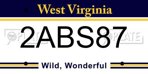 2ABS87 West Virginia License Plate