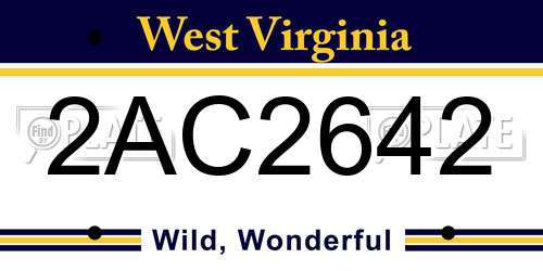 2AC2642 West Virginia License Plate