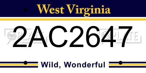 2AC2647 West Virginia License Plate