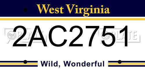 2AC2751 West Virginia License Plate