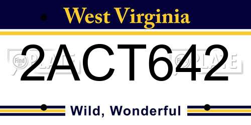 2ACT642 West Virginia License Plate