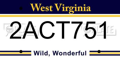 2ACT751 West Virginia License Plate