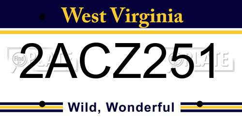 2ACZ251 West Virginia License Plate