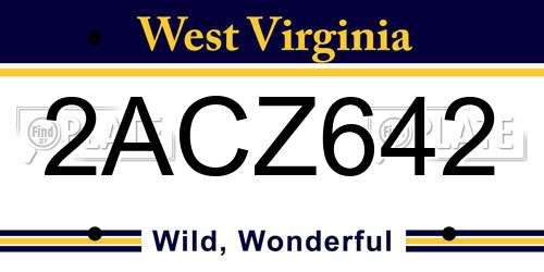 2ACZ642 West Virginia License Plate