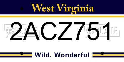2ACZ751 West Virginia License Plate