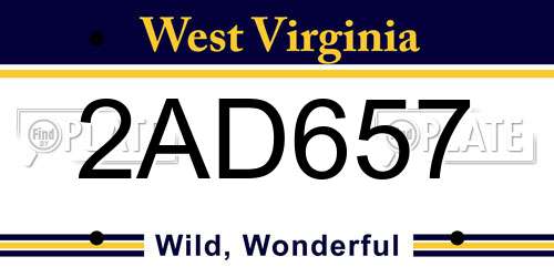 2AD657 West Virginia License Plate
