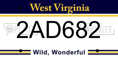 2AD682 West Virginia License Plate