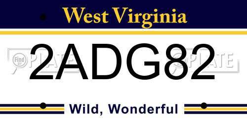 2ADG82 West Virginia License Plate