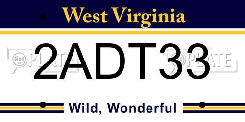 2ADT33 West Virginia License Plate
