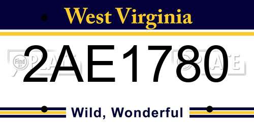 2AE1780 West Virginia License Plate
