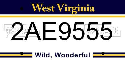 2AE9555 West Virginia License Plate