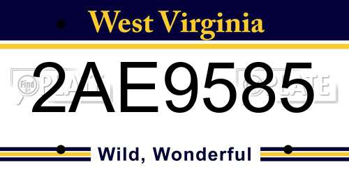 2AE9585 West Virginia License Plate