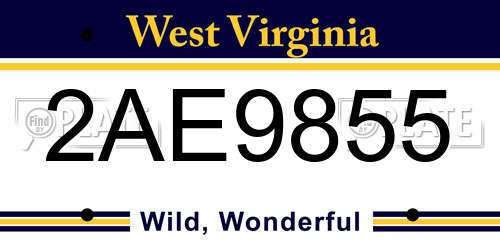 2AE9855 West Virginia License Plate