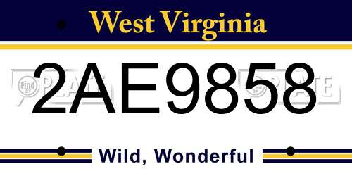 2AE9858 West Virginia License Plate