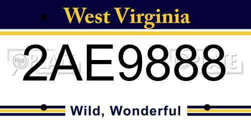 2AE9888 West Virginia License Plate