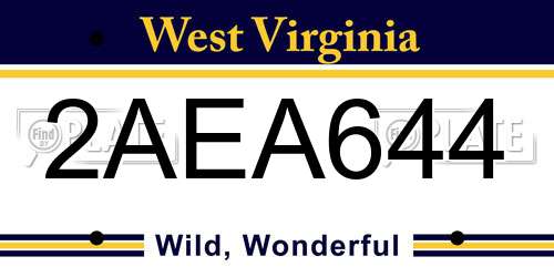 2AEA644 West Virginia License Plate