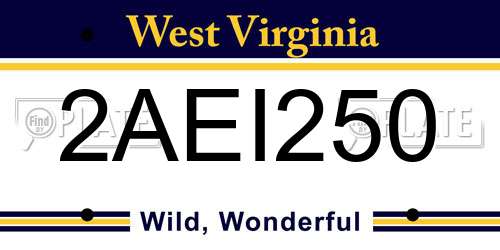 2AEI250 West Virginia License Plate