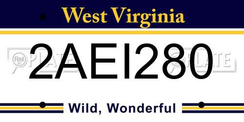 2AEI280 West Virginia License Plate