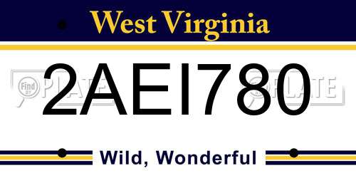 2AEI780 West Virginia License Plate