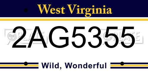 2AG5355 West Virginia License Plate