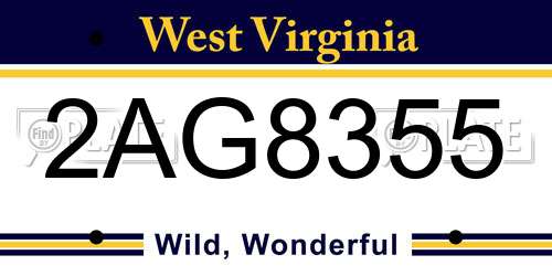 2AG8355 West Virginia License Plate