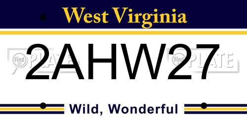2AHW27 West Virginia License Plate