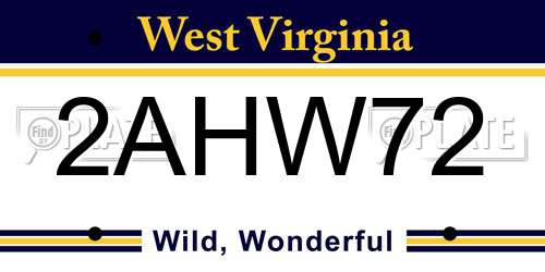 2AHW72 West Virginia License Plate