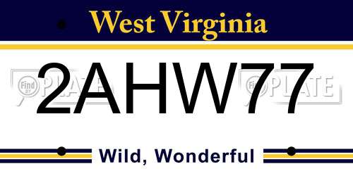 2AHW77 West Virginia License Plate