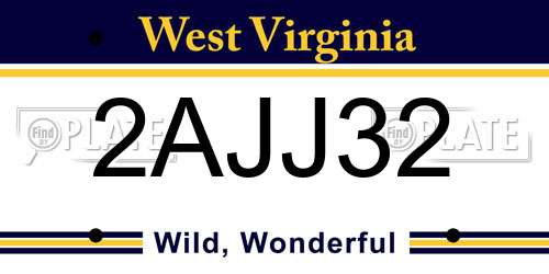 2AJJ32 West Virginia License Plate