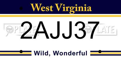 2AJJ37 West Virginia License Plate