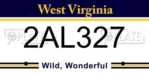 2AL327 West Virginia License Plate