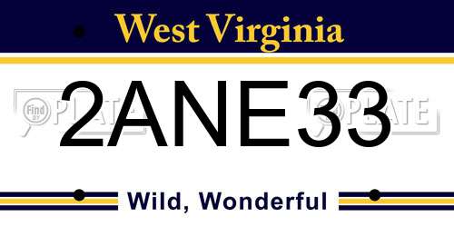 2ANE33 West Virginia License Plate