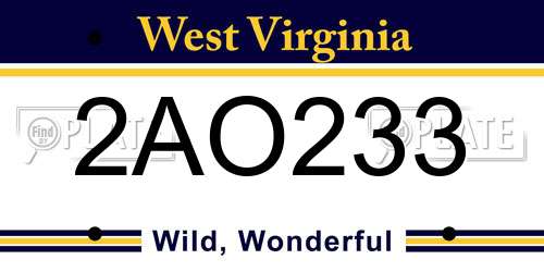 2AO233 West Virginia License Plate