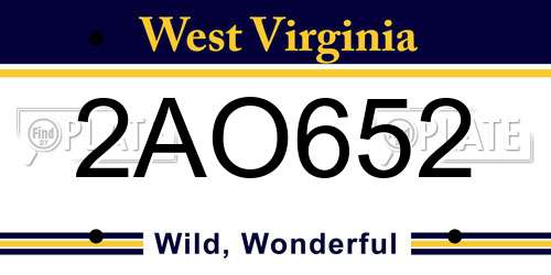 2AO652 West Virginia License Plate
