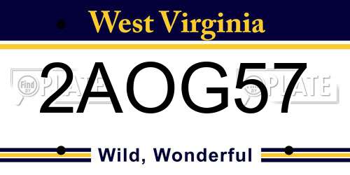 2AOG57 West Virginia License Plate